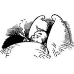 Homem com cigarro em gráficos vetoriais de cama